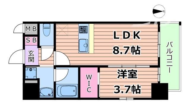 ORSUS大阪福島旧リヴェント福島(1LDK/5階)の間取り写真