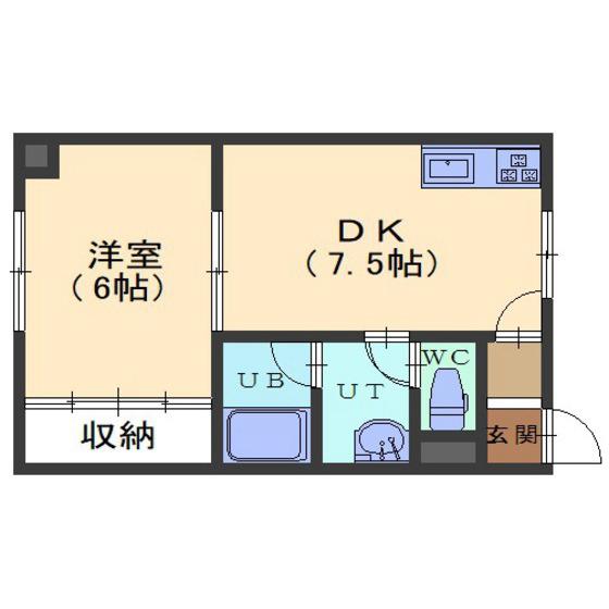 リバーコート(1DK/2階)の間取り写真