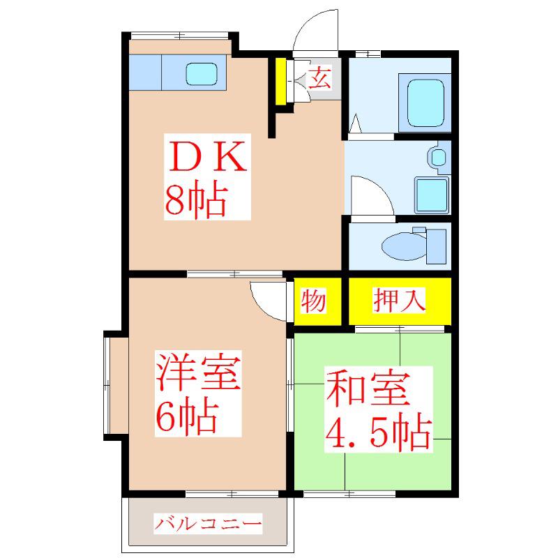 ファミーユ隼人(2DK/2階)の間取り写真