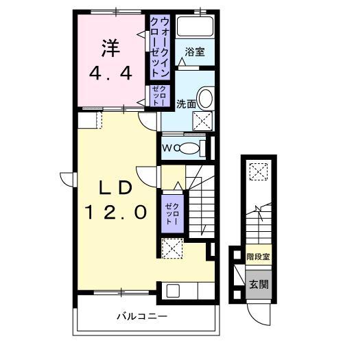 FOUR(1LDK/2階)の間取り写真