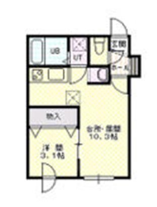 リバティ東郊(1DK/3階)の間取り写真
