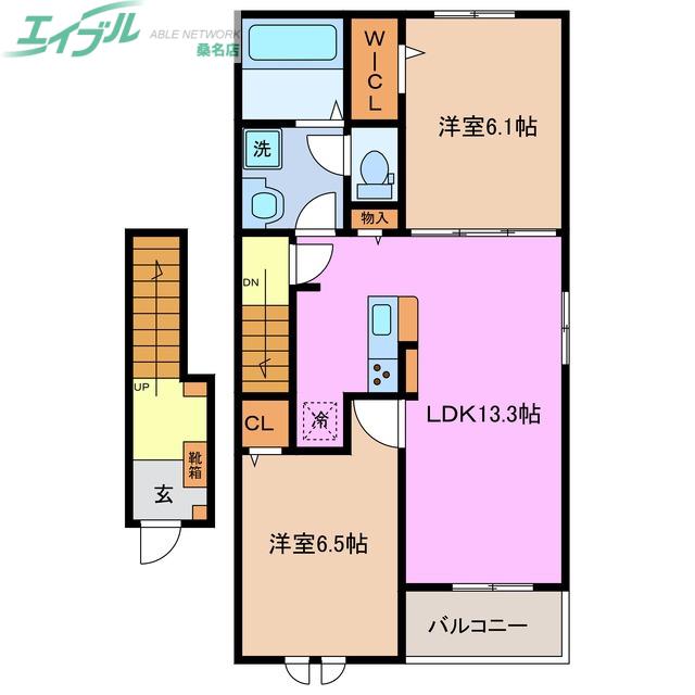 フェリーチェ七和 II(2LDK/2階)の間取り写真