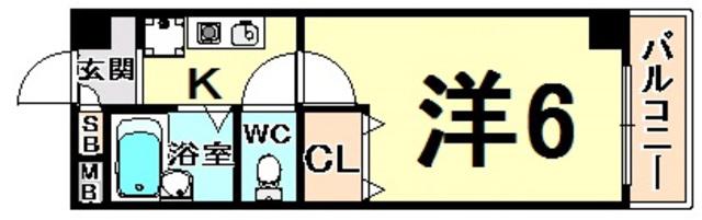 ハッピー塚口(1K/1階)の間取り写真