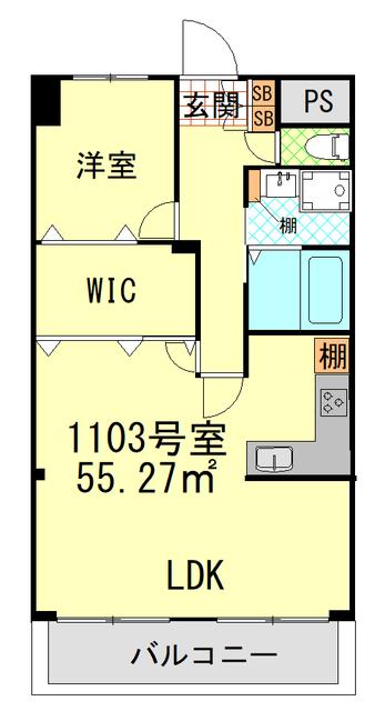 グローリア初穂横浜(1LDK/11階)の間取り写真