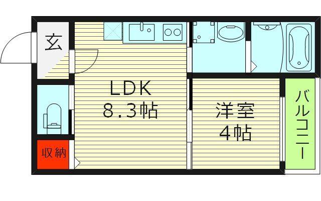 サフィールロジェ大阪城公園(1LDK/1階)の間取り写真