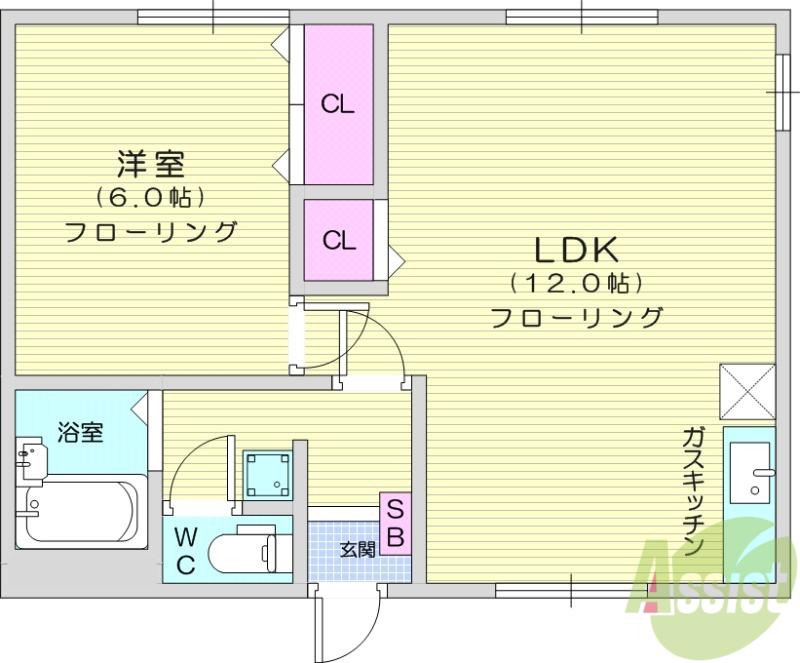ハイムたかはし(1LDK/1階)の間取り写真