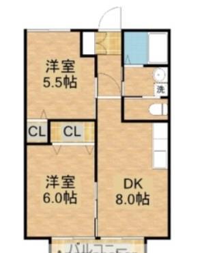 ファミールあおき(2LDK/2階)の間取り写真