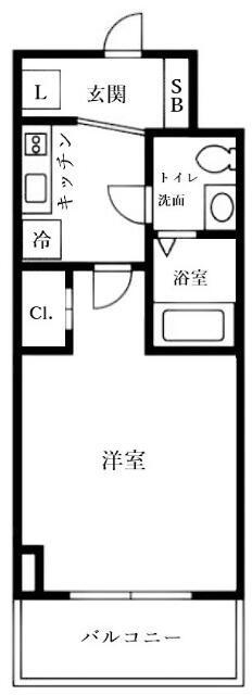 グランヴァンプレミアム川口(1K/8階)の間取り写真