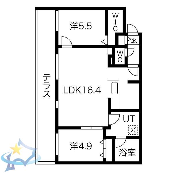 ブランシャールNAKAJIMA PARK FRONT(2LDK/1階)の間取り写真