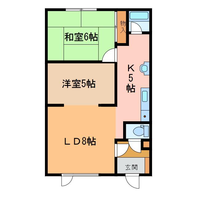 S-青山(2LDK/1階)の間取り写真