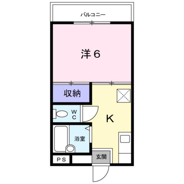 ベルクール末広(1K/2階)の間取り写真
