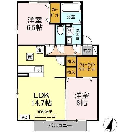 フレンドリースクエア桜B(2LDK/1階)の間取り写真