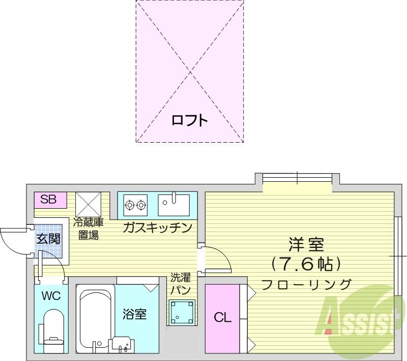シンフォニー萩ヶ丘(1K/1階)の間取り写真