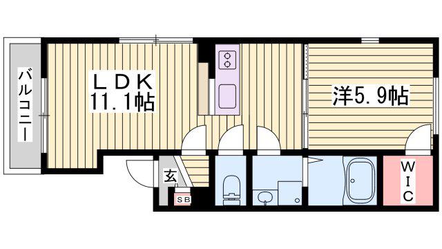 ベイコート東舞子(1LDK/1階)の間取り写真