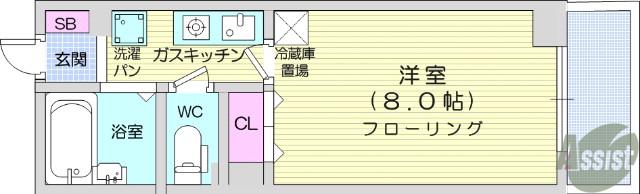 サンハイツ台原(1K/3階)の間取り写真