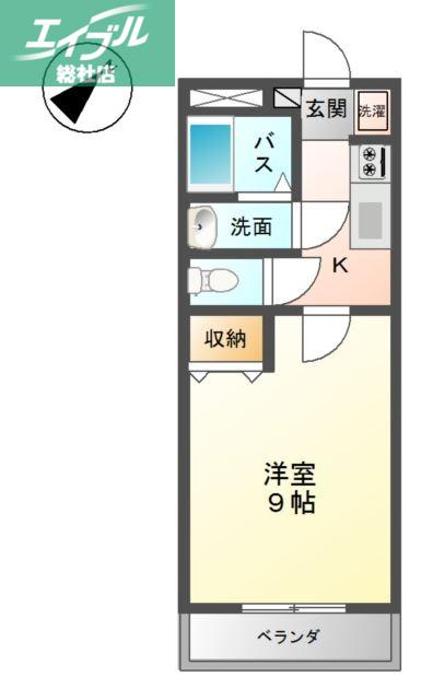 エポックハシマ II(1K/1階)の間取り写真