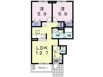 アーバングレイスV(2LDK/1階)の間取り写真