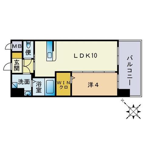リベリュール(1LDK/12階)の間取り写真
