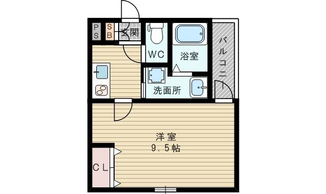 フジパレス豊里Ⅵ番館(1K/1階)の間取り写真