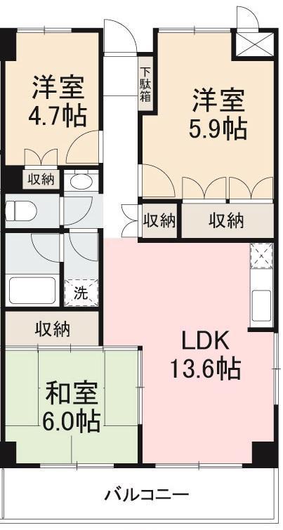 メゾンAKI(3LDK/5階)の間取り写真
