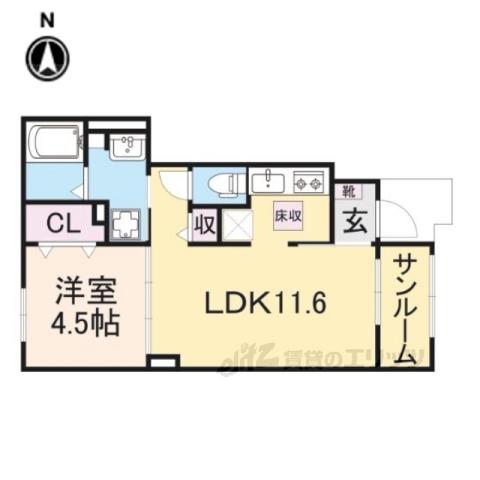 エヴァ グリーン ヴィラ 1棟(1LDK/1階)の間取り写真