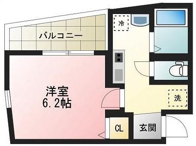 ROSE南台(1K/2階)の間取り写真
