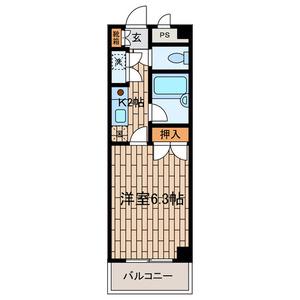ビレッジコア八王子(1K/2階)の間取り写真