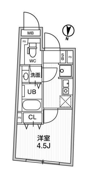 ラヴィエール戸越公園(1K/2階)の間取り写真