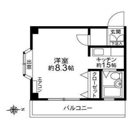 アルベールハイム(ワンルーム/2階)の間取り写真