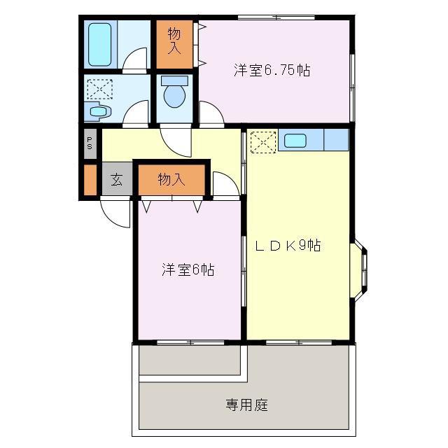 ホライズンアンドヒル4TH(2LDK/2階)の間取り写真