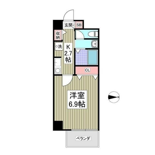 ファージェ立石(1K/1階)の間取り写真