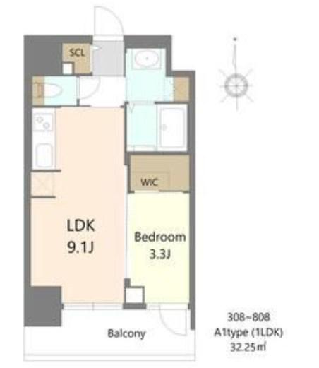 S-RESIDENCE松屋町ASENCE(1LDK/4階)の間取り写真
