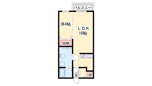 ジュネスコート(1LDK/1階)の間取り写真