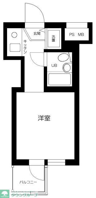 扶桑ハイツ経堂(1K/2階)の間取り写真