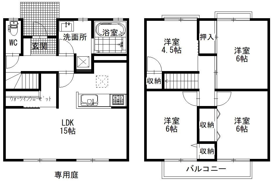 サンビレッジ新涯 B棟(4LDK/1階)の間取り写真
