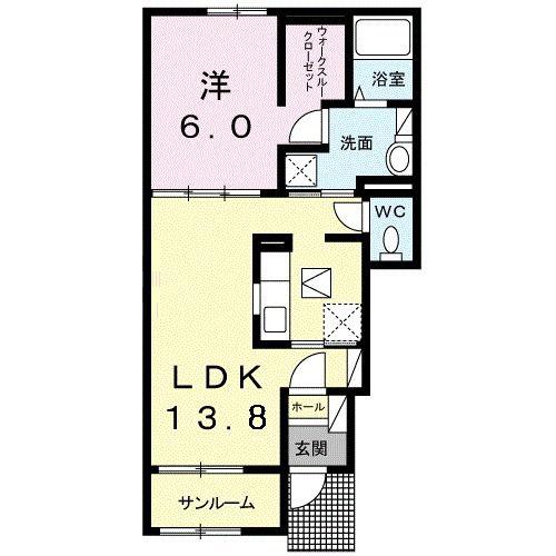 パス・ドール(1LDK/1階)の間取り写真
