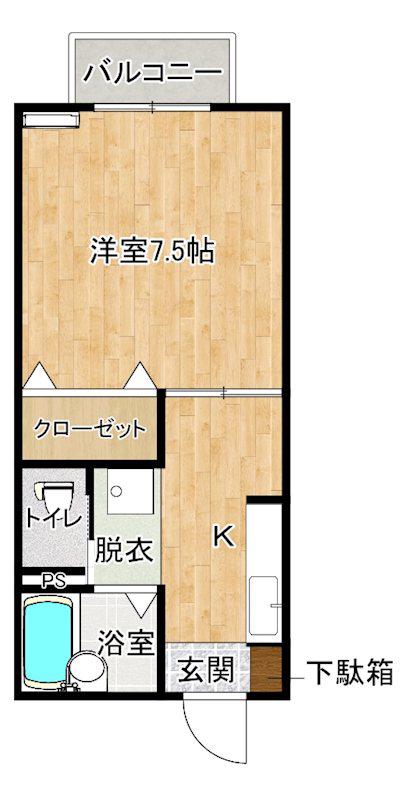 キャッスル博多(1K/2階)の間取り写真