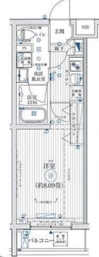 リライア西台(1K/4階)の間取り写真
