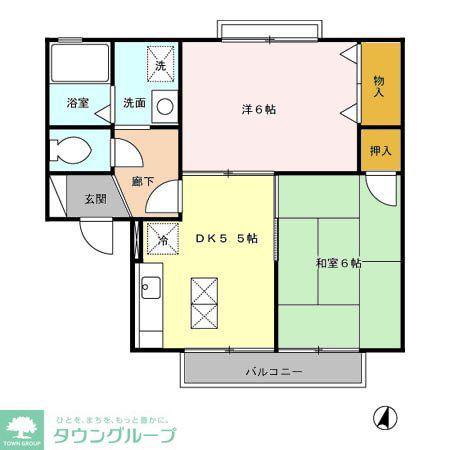 ボーヌファムIII I(2DK/1階)の間取り写真