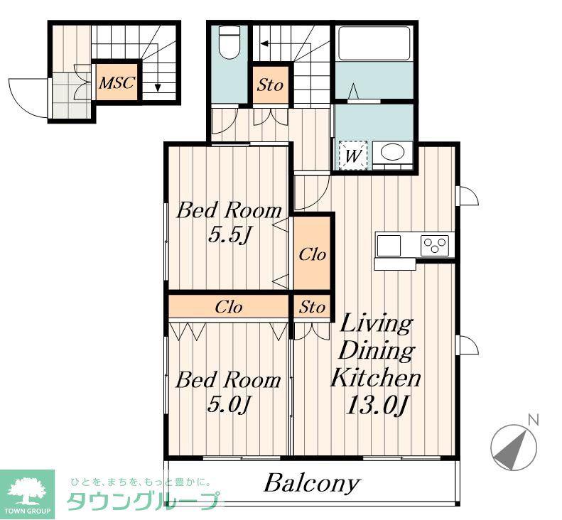 MAISON KAZE(2LDK/2階)の間取り写真