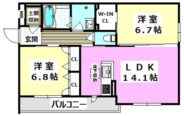 シャーメゾン太成(2LDK/1階)の間取り写真