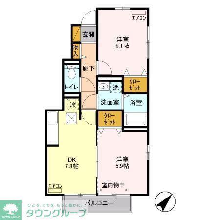 ガーデンヒルズ(2DK/1階)の間取り写真
