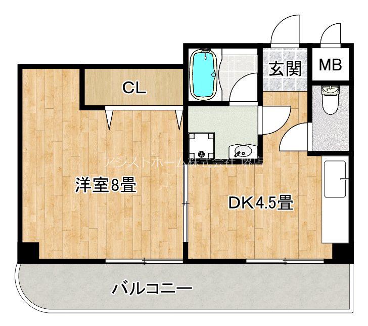 パーク大浜(1DK/2階)の間取り写真