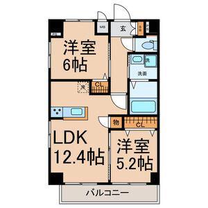THE RESIDENCE SAKURAYAMA ウエスト(2LDK/9階)の間取り写真