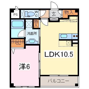 ラ・ぺジーブル(1LDK/3階)の間取り写真
