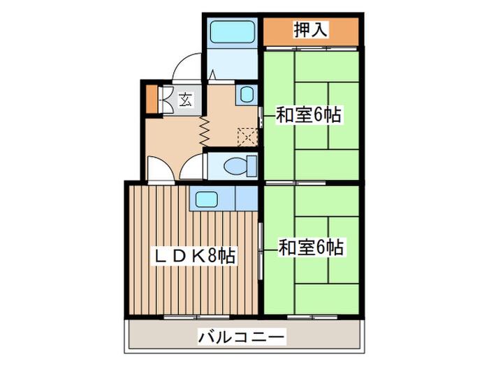 中の島三和ハイツ(2LDK/1階)の間取り写真