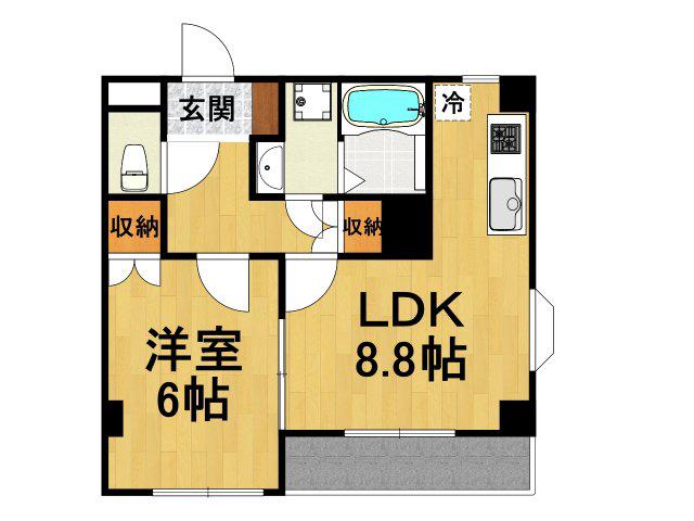 ソレイユ段上(1LDK/1階)の間取り写真