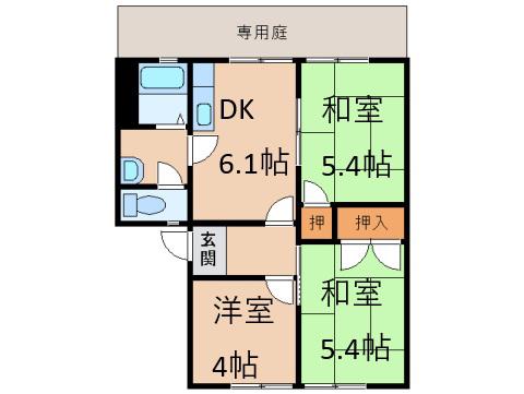 ルミエール(3DK/1階)の間取り写真