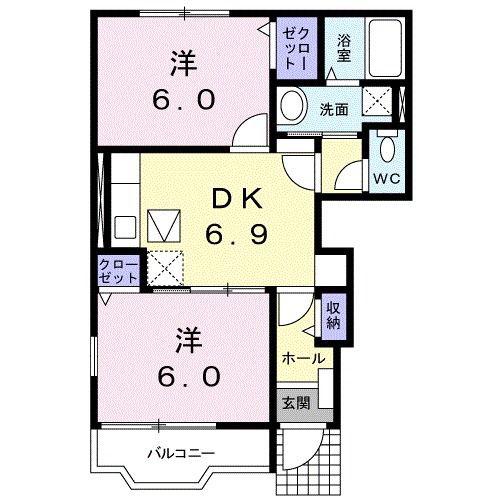 サンリット・ビラ(2DK/1階)の間取り写真