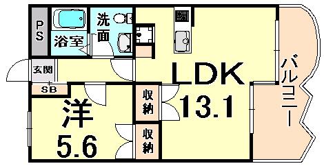 コナヴィレッジ(1LDK/4階)の間取り写真